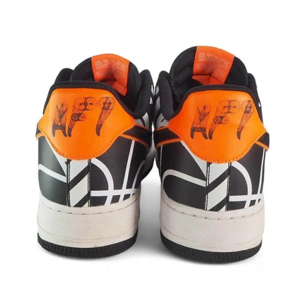 Nike Air Force 1‎ '07 LV8 'White Black Orange' Sneakers 823511-104 Men's 12